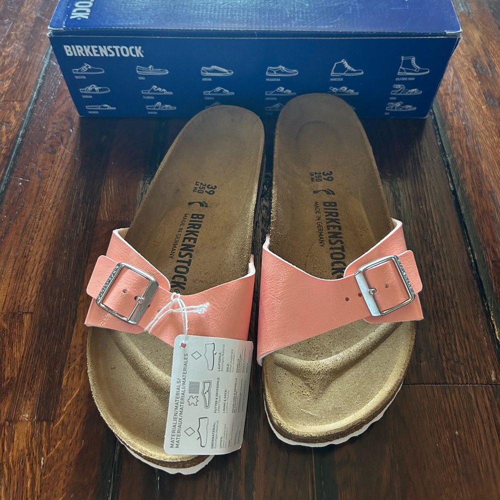 Birkenstock Pink Single Strap Slide Sandals